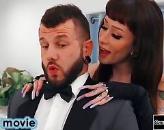 Cheating small tits trans Jenna Gargles barebacks a butler