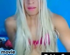 Beautiful Shemale Jerking Herself stiff